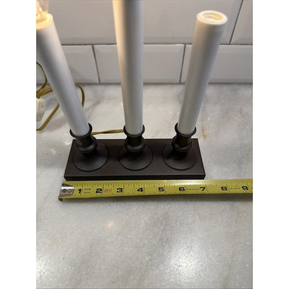 Vtg 3 light candles Metal base Electric window switch